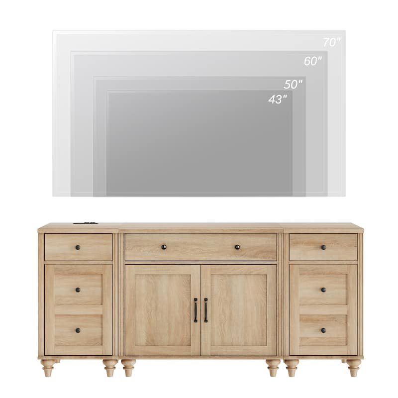 Farmhouse TV Stand with Doors and Drawer﻿