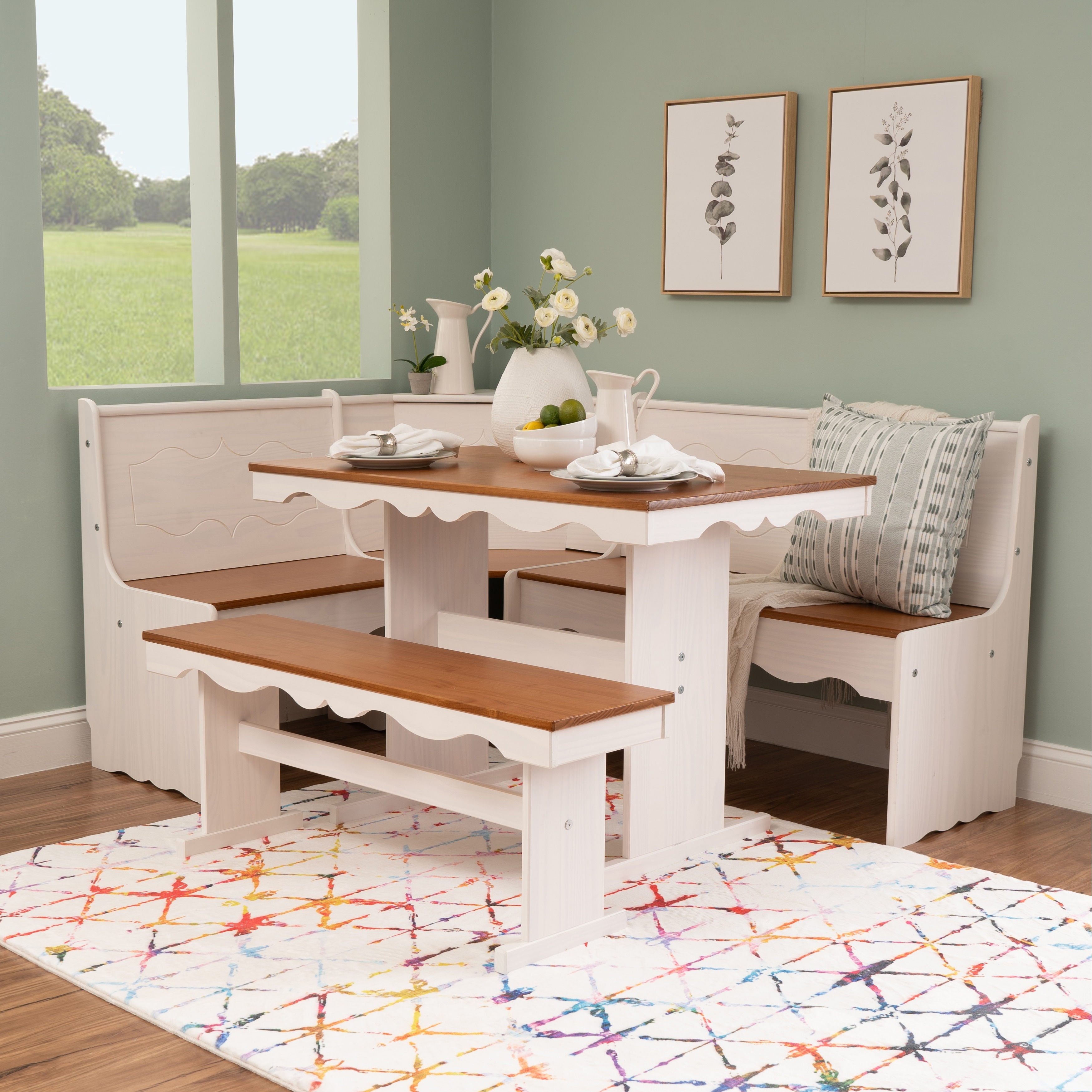 Linon Clara Cottage White and Carmel Nook