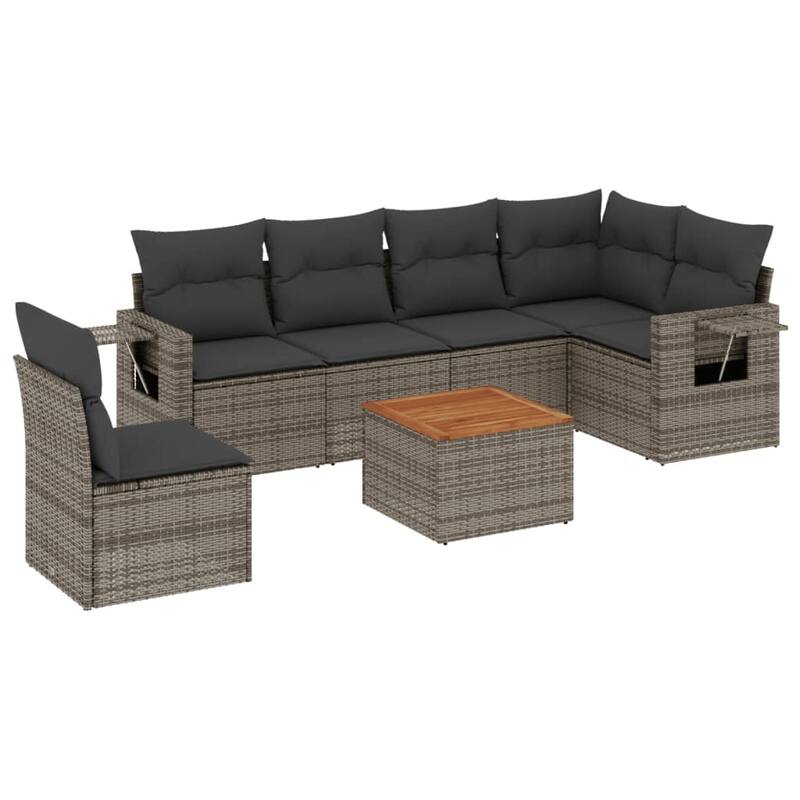 vidaXL Garden Sofa Set PE rattan Large Adjustable Armrests