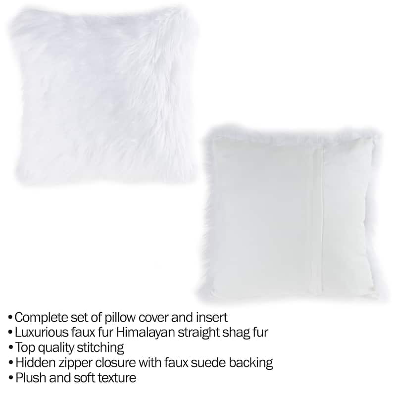 Hastings Home 22-Inch Square Faux Fur Pillow