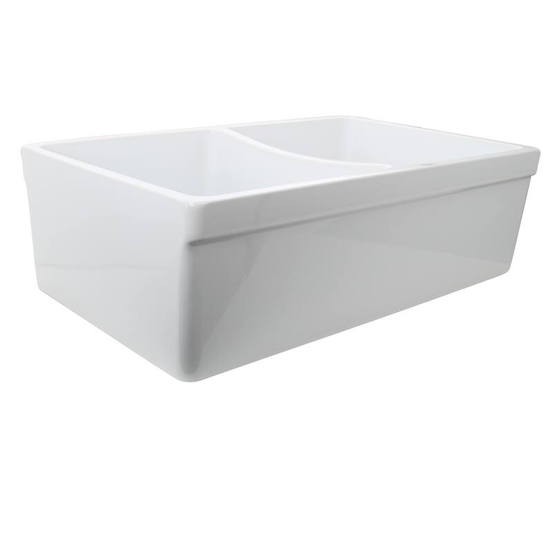 Highpoint Collection Fireclay 33-inch Double Bowl Fireclay Farmsink