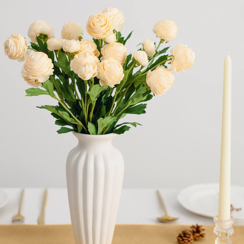 Champagne Silk Decorative Artificial Persian Buttercup Rose Flowers