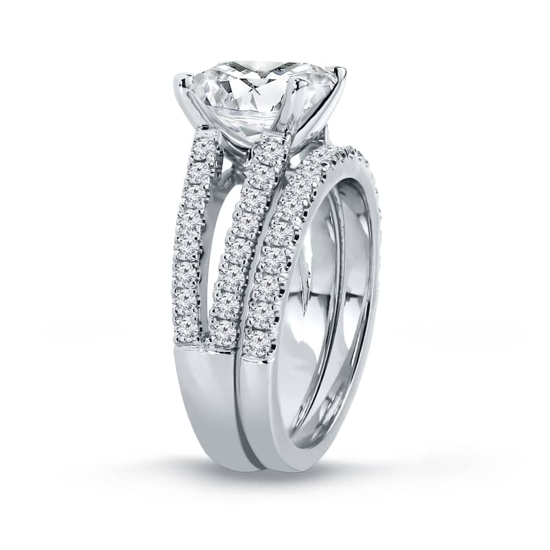 Auriya 2 3/4ctw Certified Cushion-Cut Diamond Engagement Ring Set 14k Gold