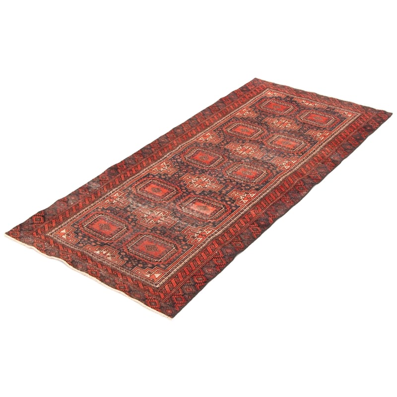 ECARPETGALLERY Hand-knotted Baluch Dark Navy Wool Rug - 3'6 x 7'6
