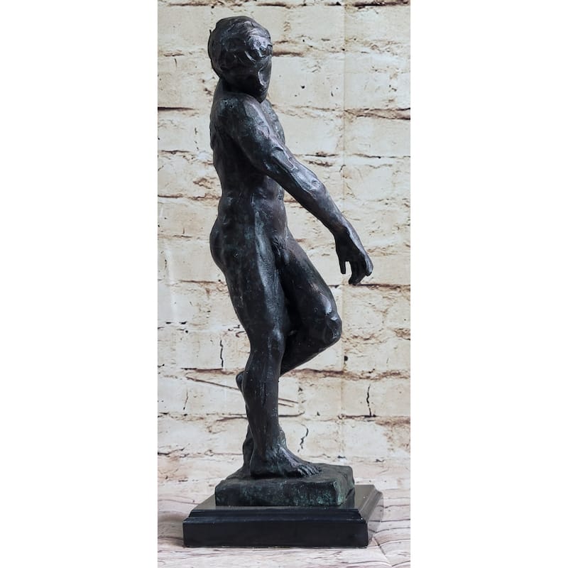 The Shade After Auguste Rodin - Bronze Statue Sculpture Of Adam On Marble Base
