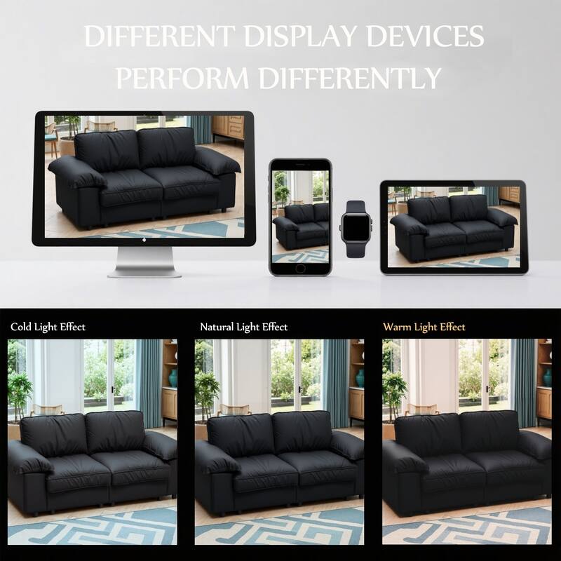 Leather Compact Sofa Couch with Hidden Storage, Minimalist 2-Seater Loveseat Sofa Couch with Pillow Armrests