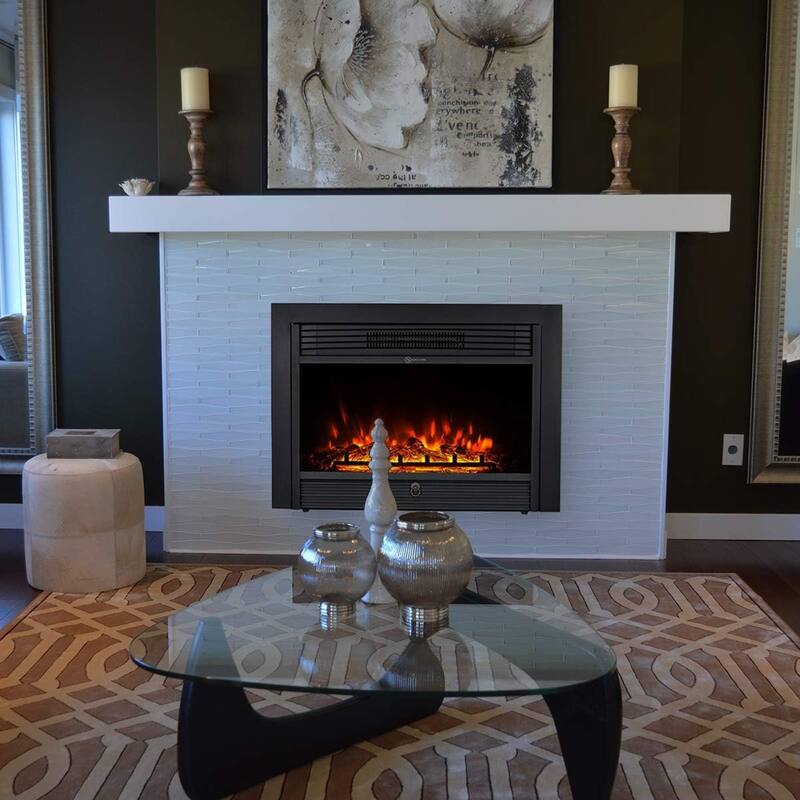 AECOJOY 28.5" Electric Fireplace Insert w/ 3 Color Flames & Remote