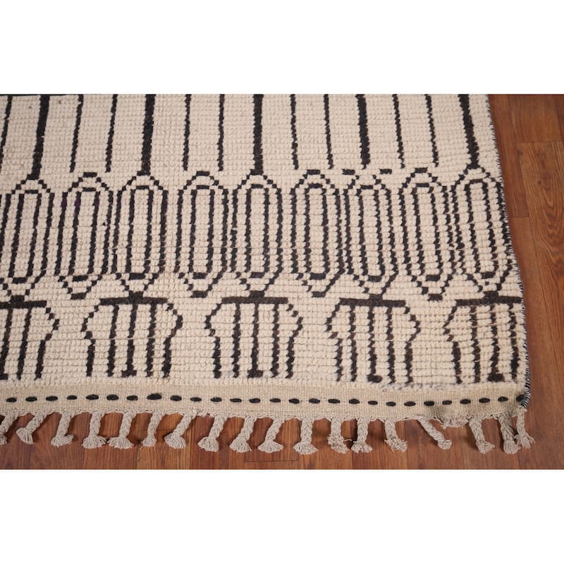 All-Over Geometric Moroccan Modern Area Rug Hand-Knotted Wool Carpet - 8'0"x 10'5"