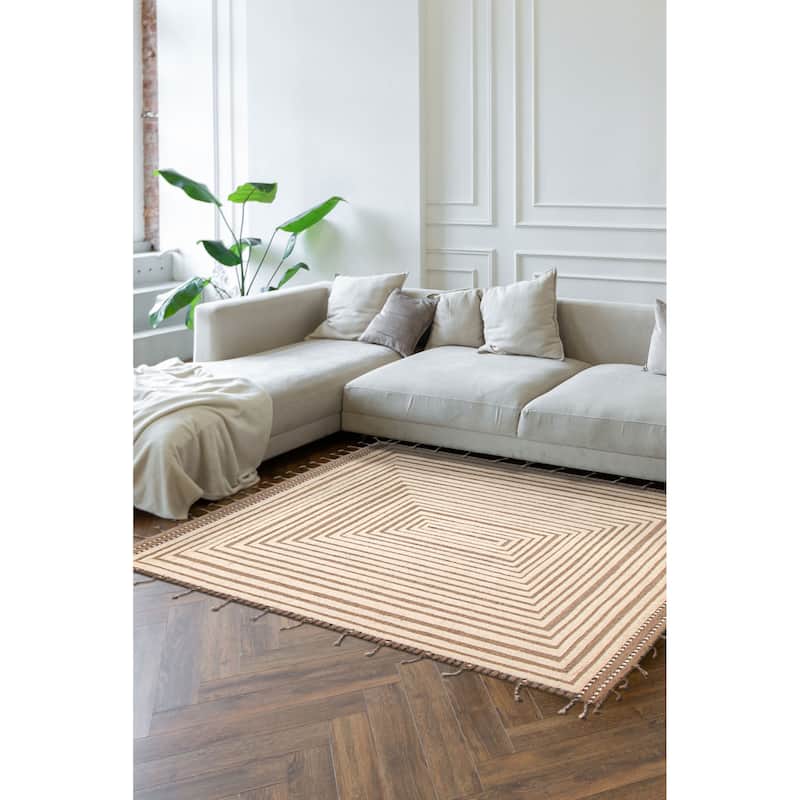 ECARPETGALLERY Hand-knotted Tangier Cream Wool Rug - 8'0 x 10'2