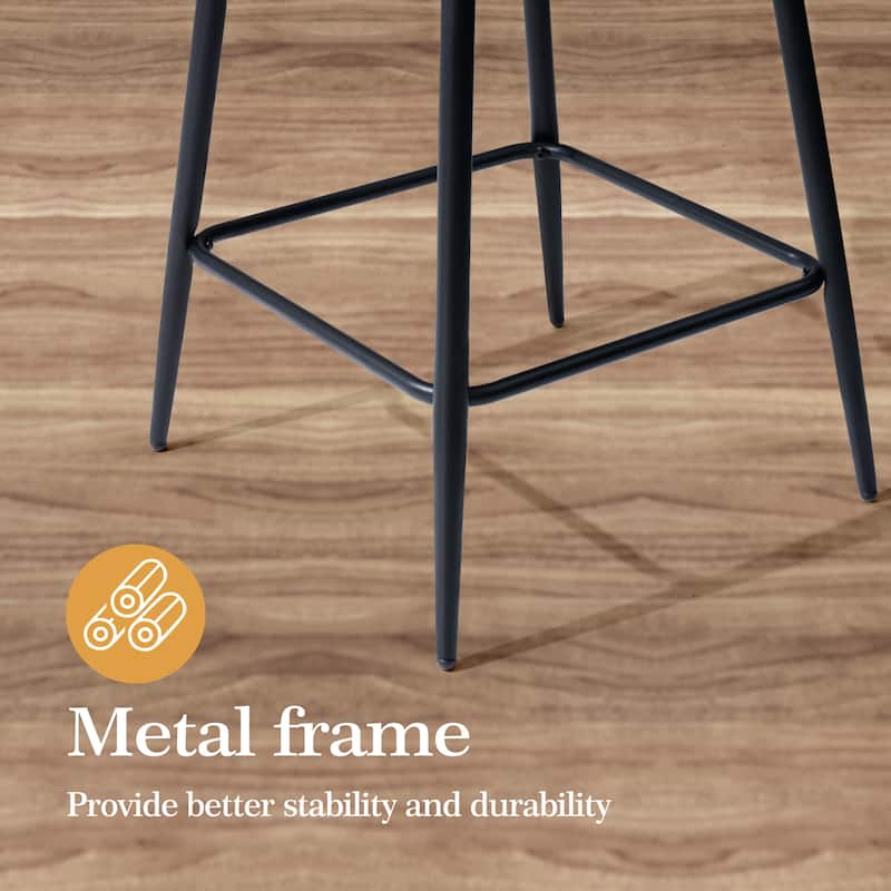 26.77" Counter Height Swivel Bar Stools with Backs and Metal Legs