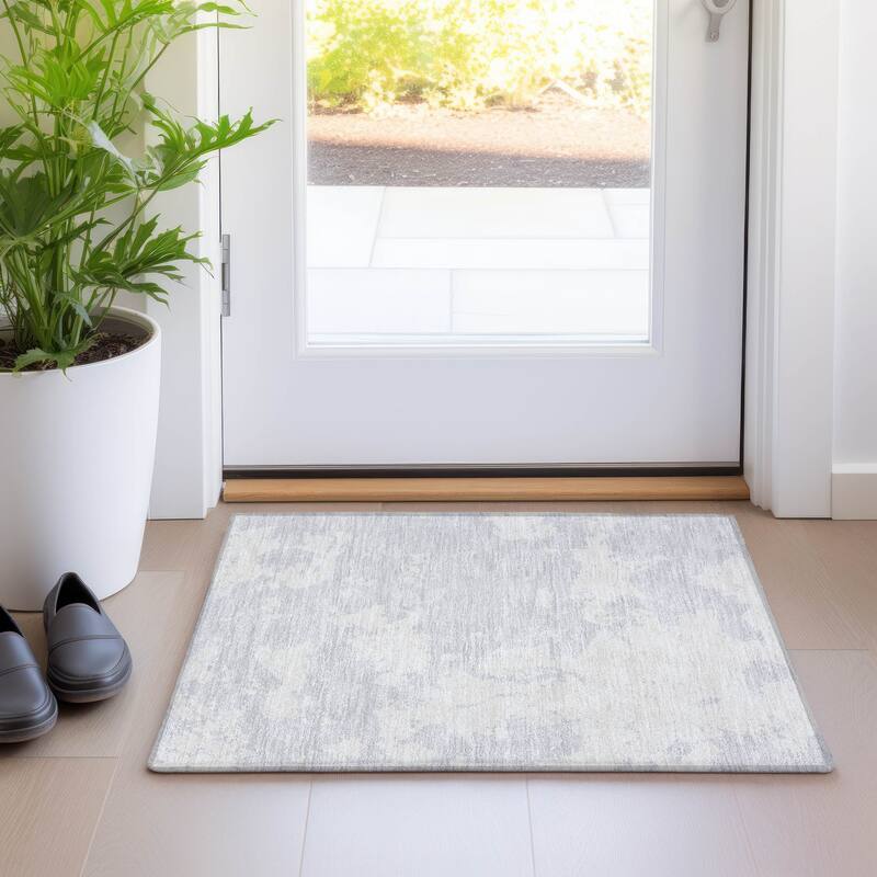 Premium Washable Super Soft Absstract Contempo Mayfield Rug - Silver - 1'8" x 2'6"