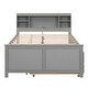 preview thumbnail 12 of 11, Gray Full Size Platform Bed with Storage Headboard, USB, Twin Size Trundle