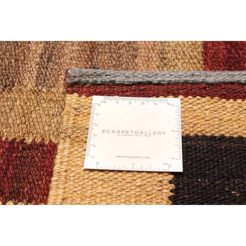 ECARPETGALLERY Flat-Weave Natural Brown Wool Tapestry Kilim - 6'4 x 9'6