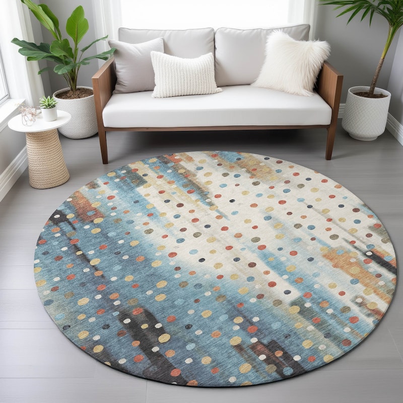 Machine Washable Indoor/Outdoor Modern Confetti Chantille Rug