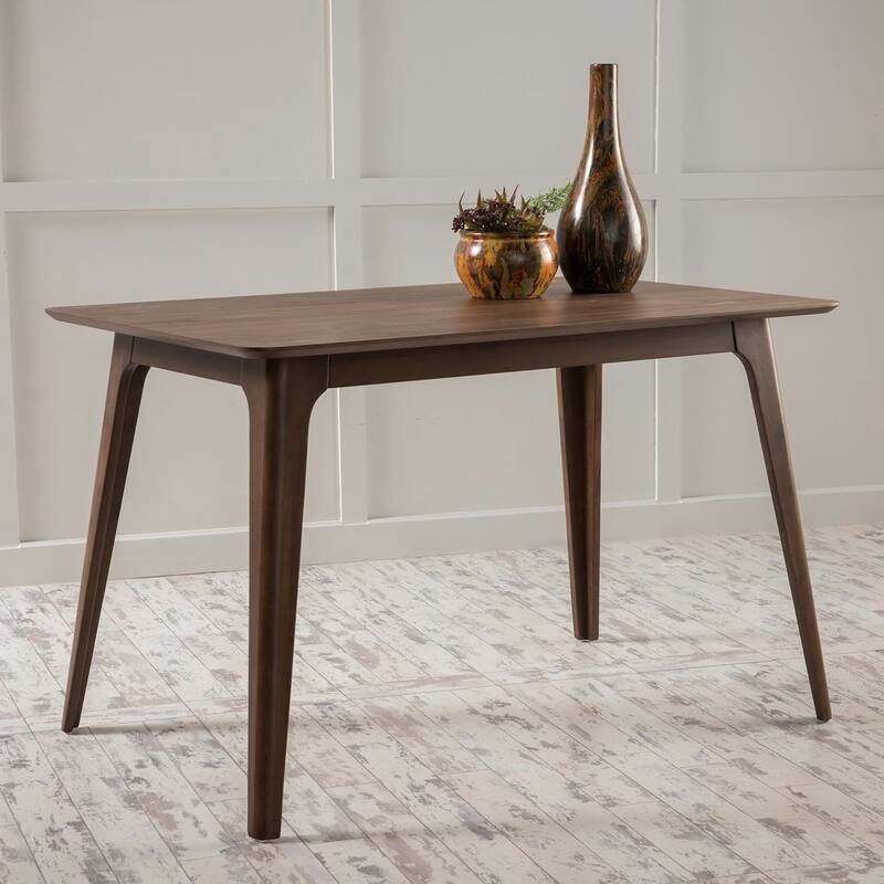 Mid-Century Modern Style Dining Table Solid Wood Legs, Walnut - Brown