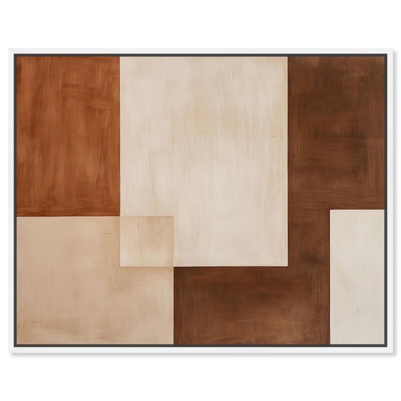 Cream and Brown Panels IV Canvas by Art Remedy - White - 24" x 20"