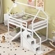 preview thumbnail 1 of 13, Artsy Functional Design Twin over Twin House Loft or Bunk Bed with Slide and Storage Staircase, Sturdy Construction, White White
