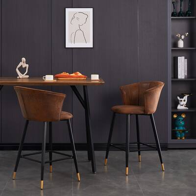 Homylin Vintage Suede Fabric Upholstered Counter Stools(Set of 2)