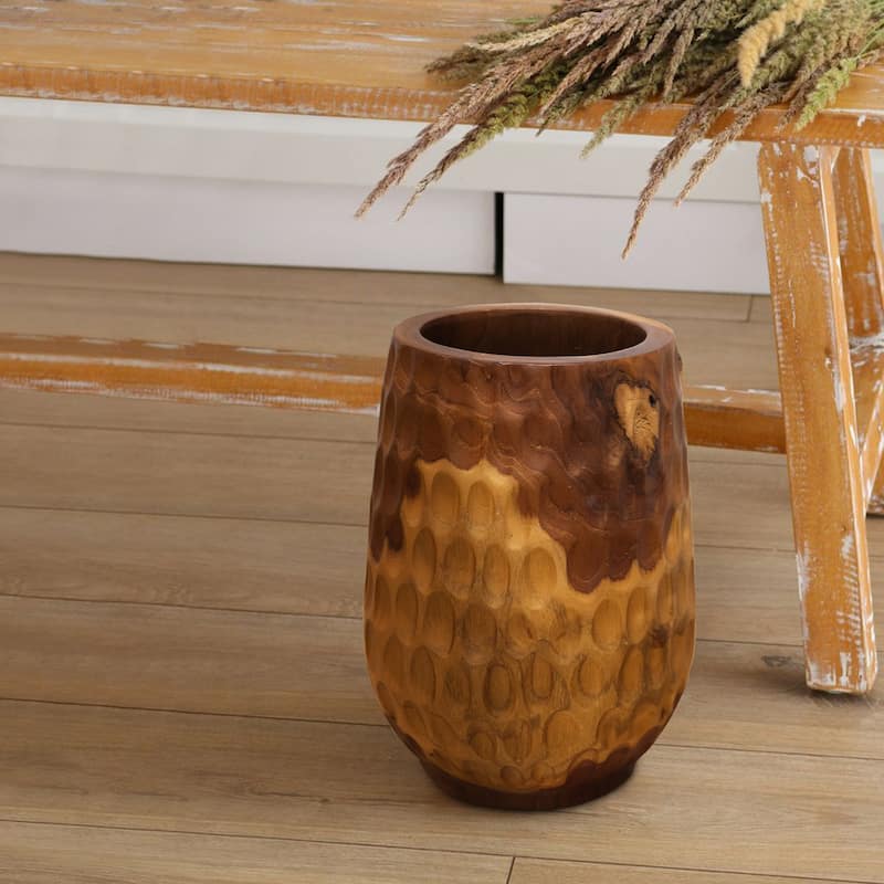 Greenage Natural Cowak Teak Vase Handcrafted Durable Vase