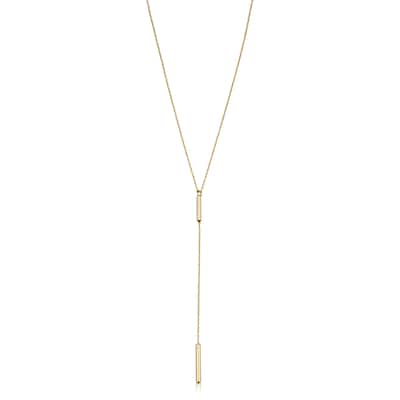 14k Yellow Gold Tube Adjustable Length Y Necklace (adjusts to 17 or 18 inches)
