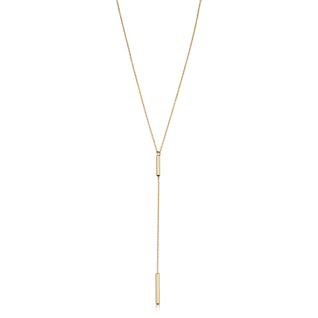 14k Yellow Gold Tube Adjustable Length Y Necklace (adjusts to 17 or 18 inches)