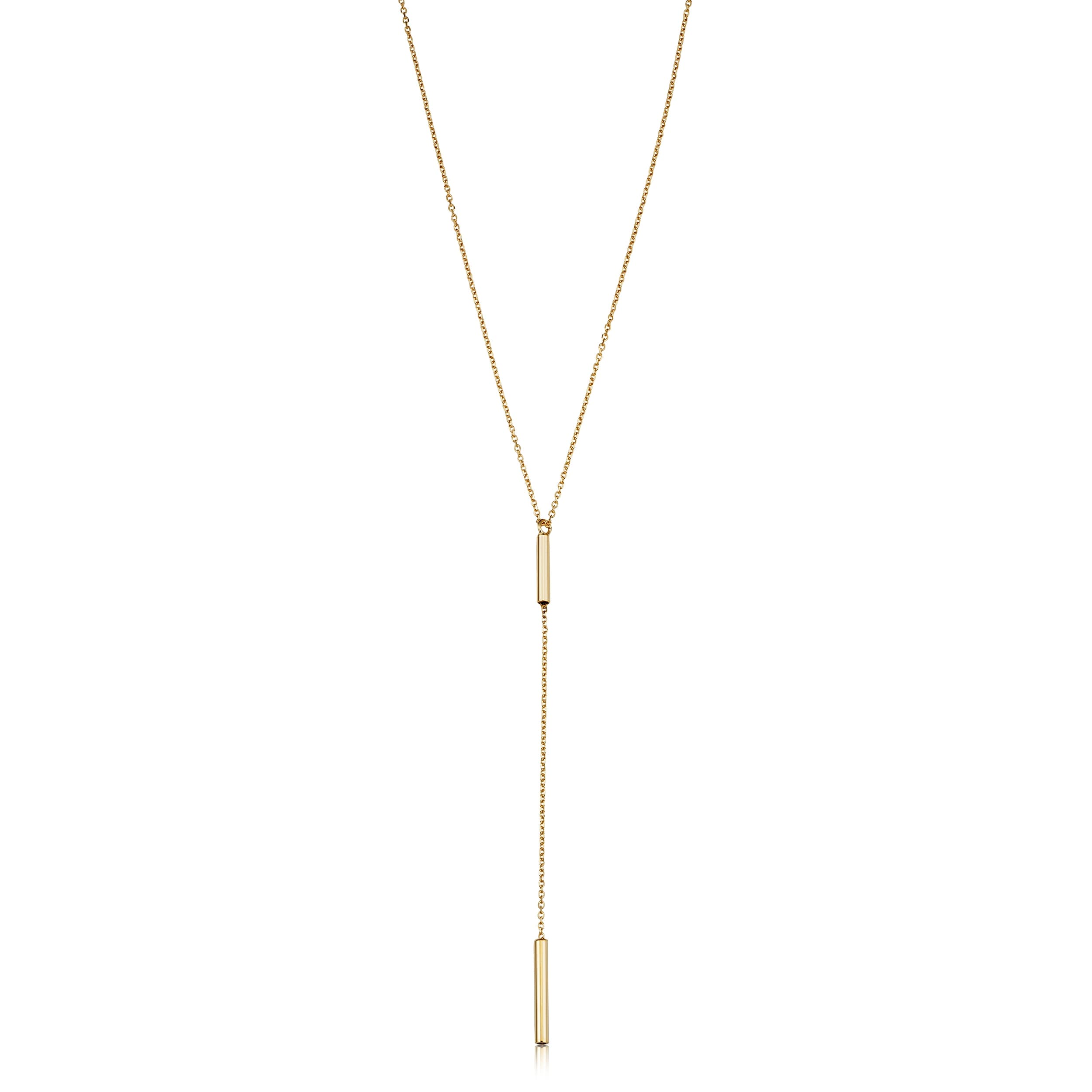 Au Naturale 14k Yellow Gold Tube Adjustable Length Y Necklace (adjusts to 17 or 18 inches)