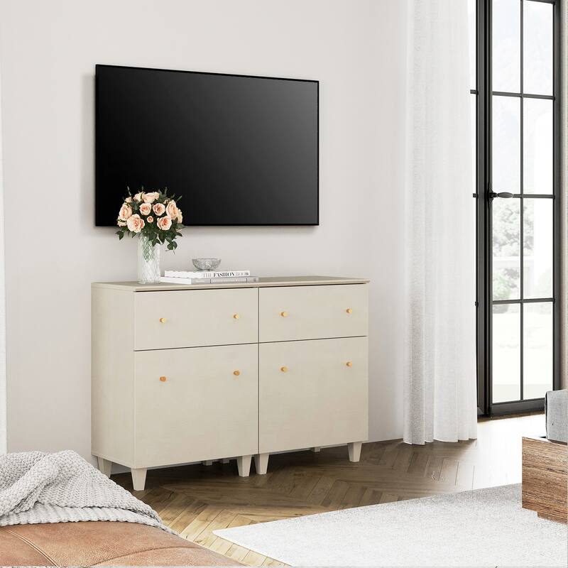 WAMPAT Modern TV Cabinet Stand with Drawers and Door