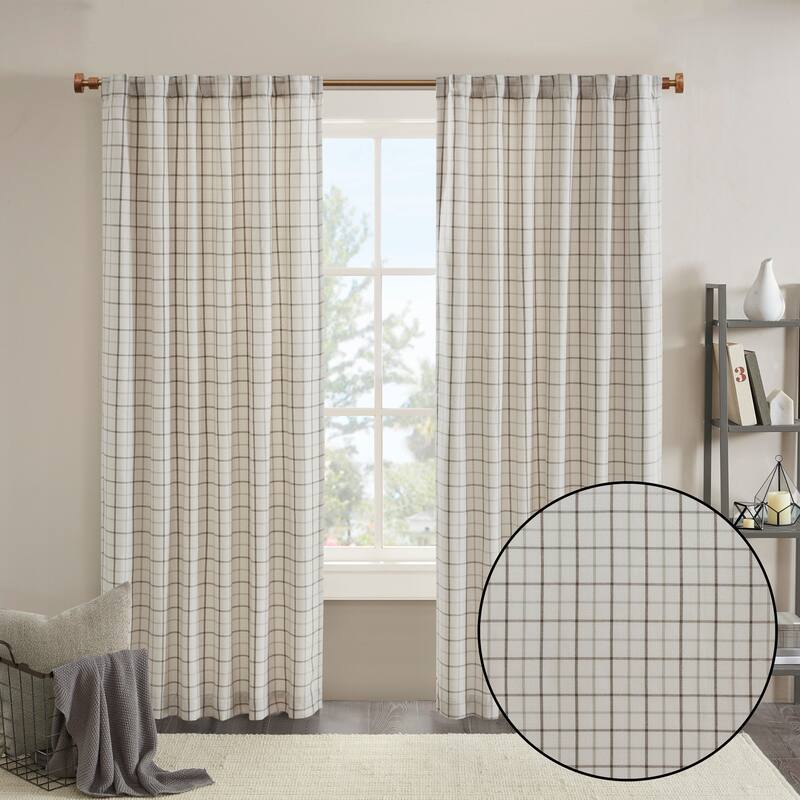 Madison Park Anaheim Plaid Rod Pocket and Back Tab Single Curtain Panel with Fleece Lining