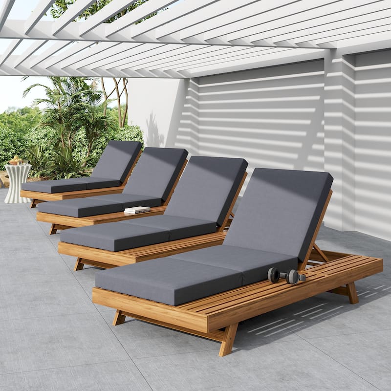 Christopher Knight Home- Austin Acacia Wood Outdoor Chaise Lounge Set of 4
