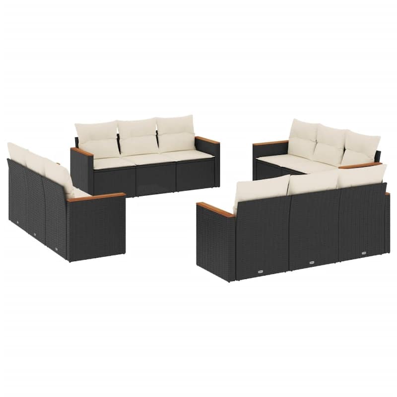 vidaXL Patio Sofa Set with Cushions Outdoor Conversation Furniture Poly Rattan