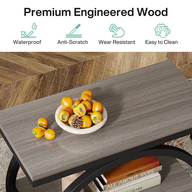 23.62 Inches Brown Wooden End Table with Geometric Base for Living Room, Industrial Nightstand for Bedroom
