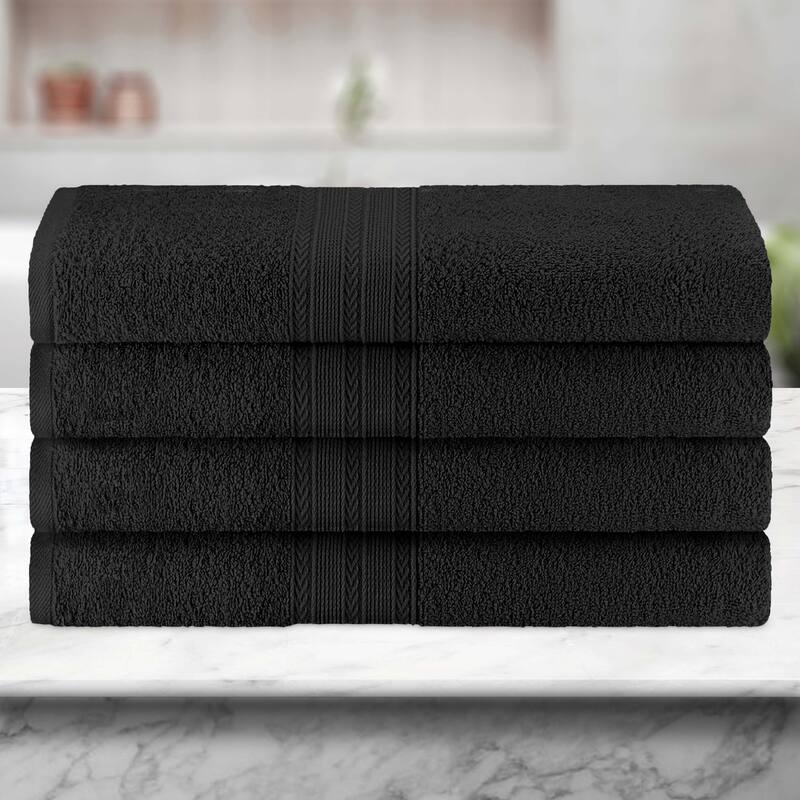 Eco-Friendly Sustainable Cotton Bath Towel by Superior (Set of 4) - Black