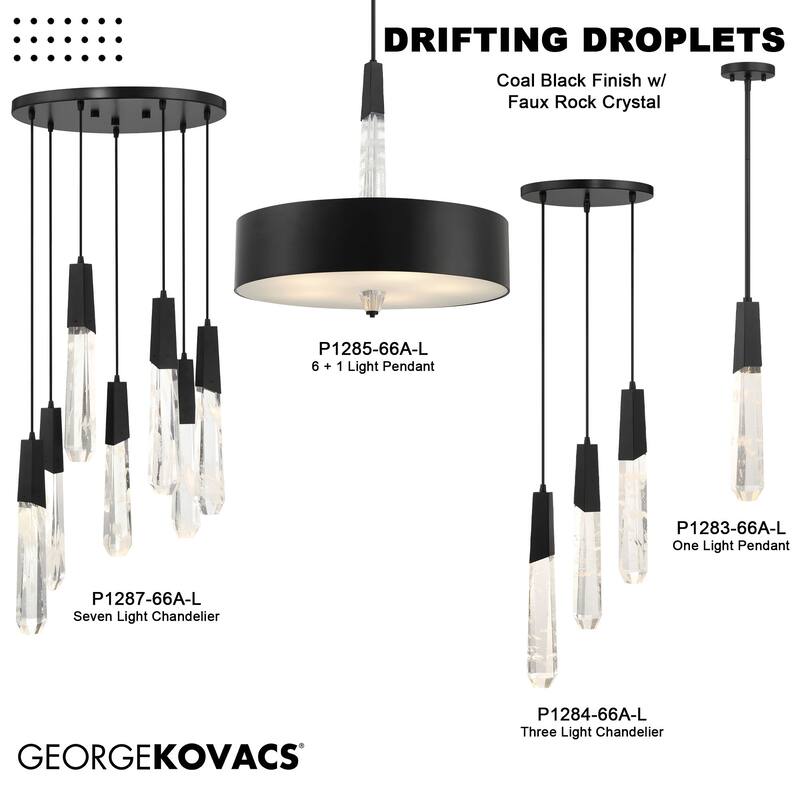 Kovacs P1285-L Drifting Droplets 6 Light 28" Wide LED Crystal Pendant