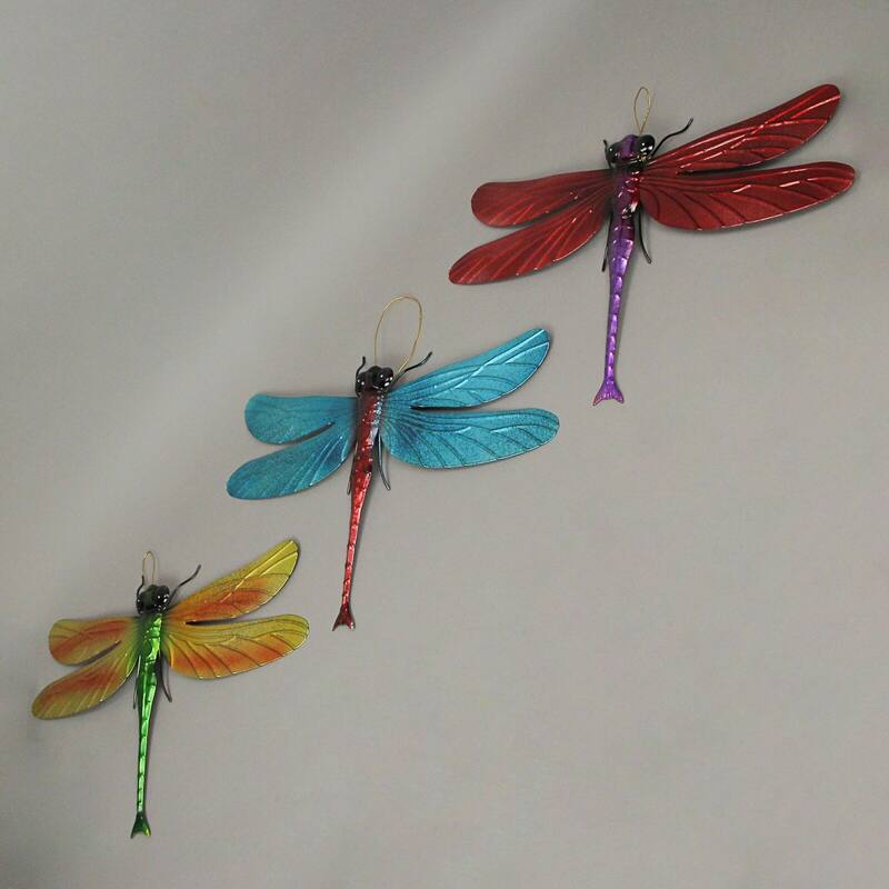 Set of 3 Outdoor Metal Dragonfly Wall Hangings Bed Bath & Beyond 39910006