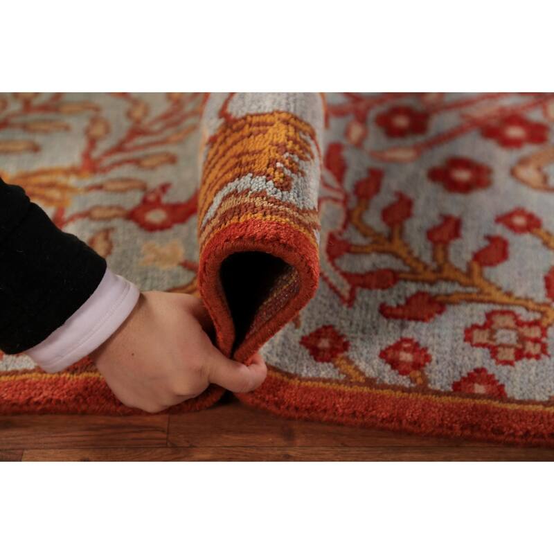 Animals Design Blue Ziegler Indian Runner Rug Hand-Knotted Wool Carpet - 2'6"x 7'11"