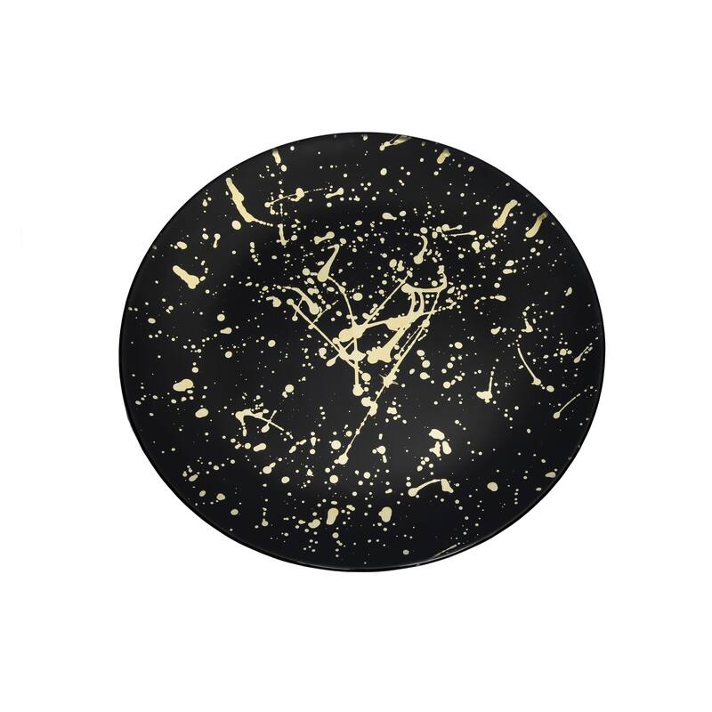 Alice Pazkus Set Of Four Black Dinner Plates With Splashy Gold Design