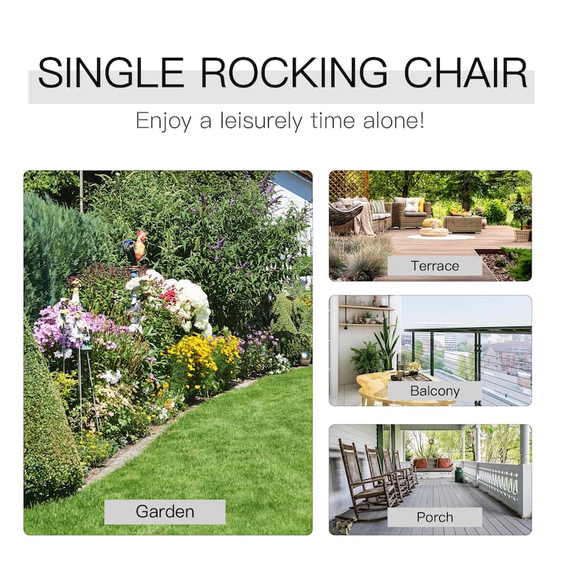 Outsunny Wood Rocking Chair Rocker with Slatted Back, Natural
