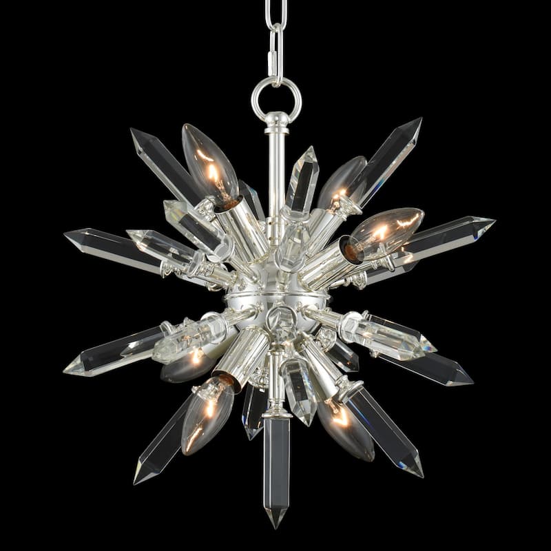 Allegri 033610-FR001 Angelo 14" Wide Pendant with Firenze Crystal - Polished Silver