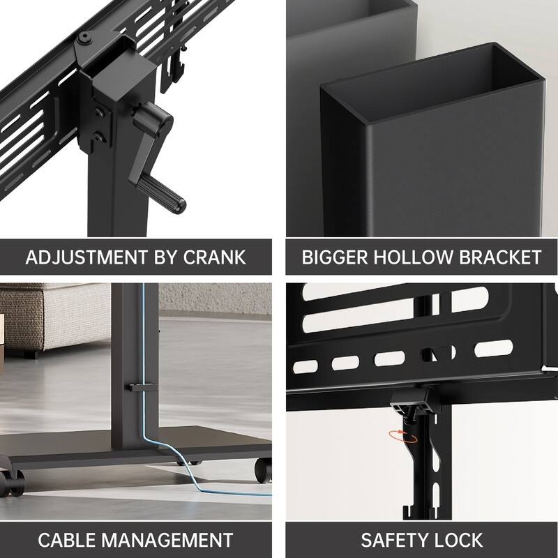 FITUEYES Rolling TV Stand with Stepless Lift for 32-75 Inch TVs, Swivel and Tilt, Hold up to 88 lbs