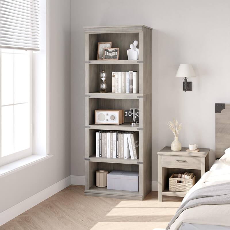 5 Tier Bookcase Modern Farmhouse Book Shelf