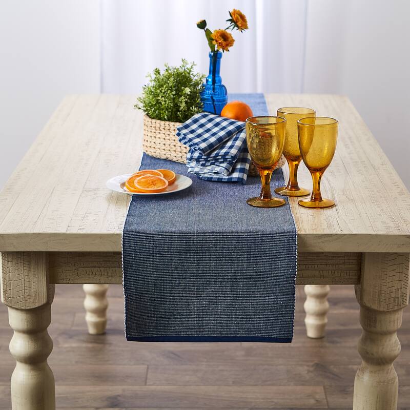DII Black & White 2-Tone Ribbed Table Runner
