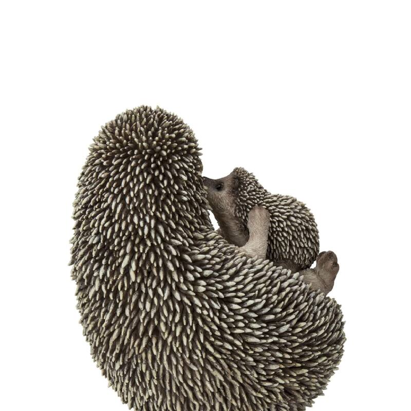 6.5" mother and baby hedgehog outdoor garden statue