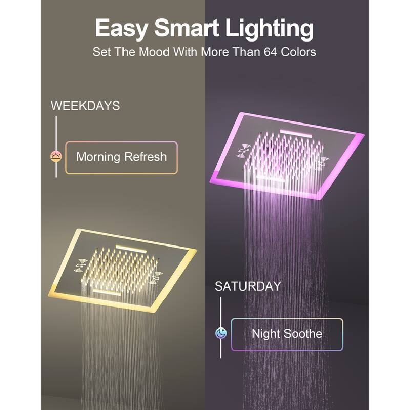 GRANDJOY LED Music Shower System 20"& 10" Dual Shower Heads with Handheld Shower
