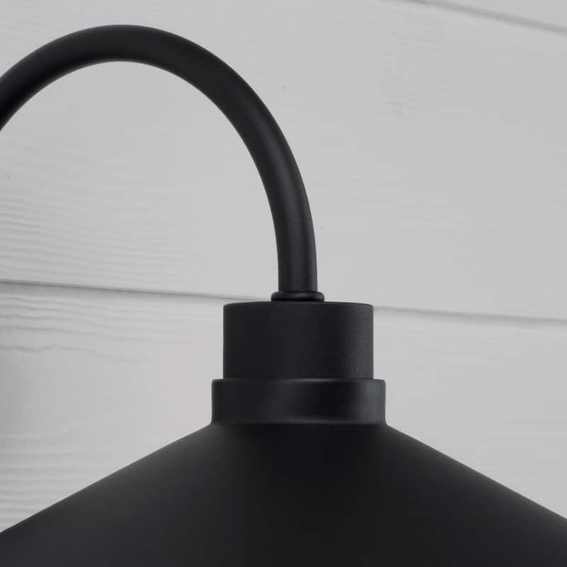 17.25"W x 11.50"H 1-Light Outdoor Cone Wall Lantern Barn Light in Black with White Interior