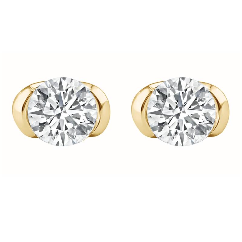 Auriya 14k Gold Lab Grown Round Diamond Stud Earrings 0.50 to 8.00 ct. tw. Push-Back (F-G VS) - White