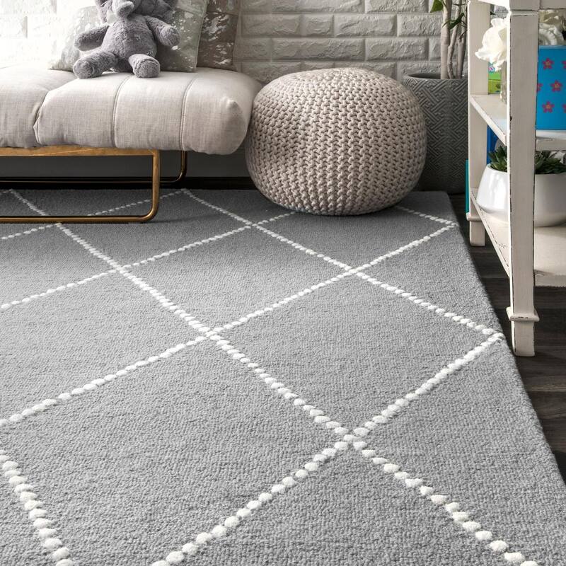 Nuloom Handmade Dotted Trellis Wool Kids Nursery Rug