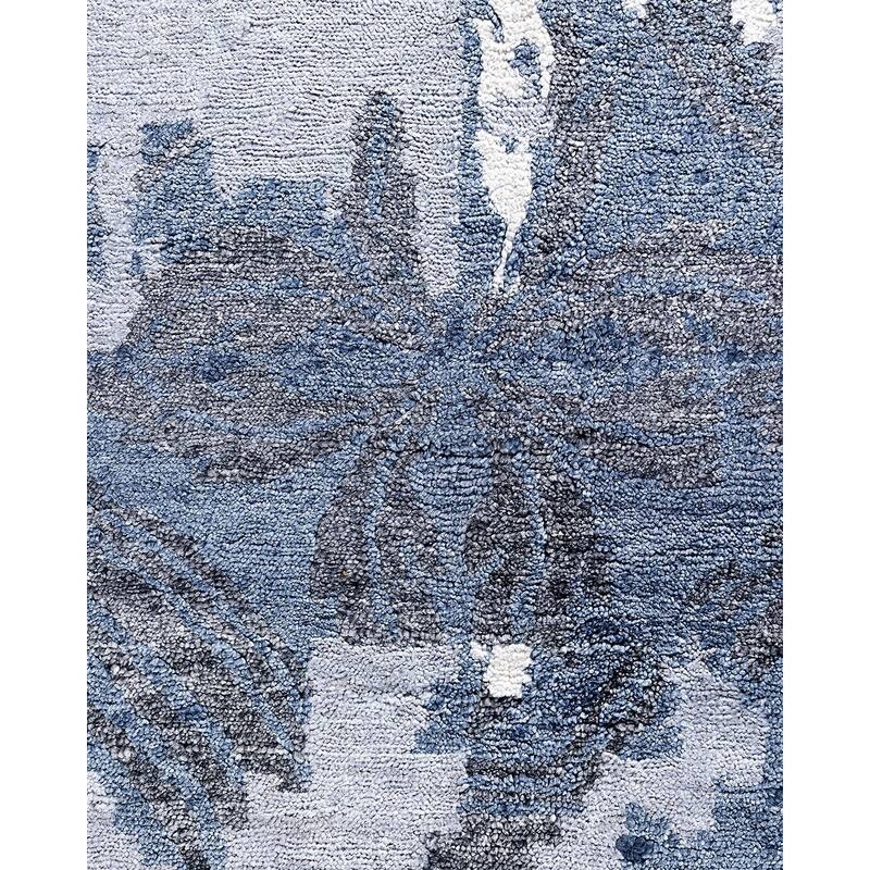 Modern One-of-a-Kind Hand-Knotted Area Rug, Blue - 9' 1" x 12' 3"