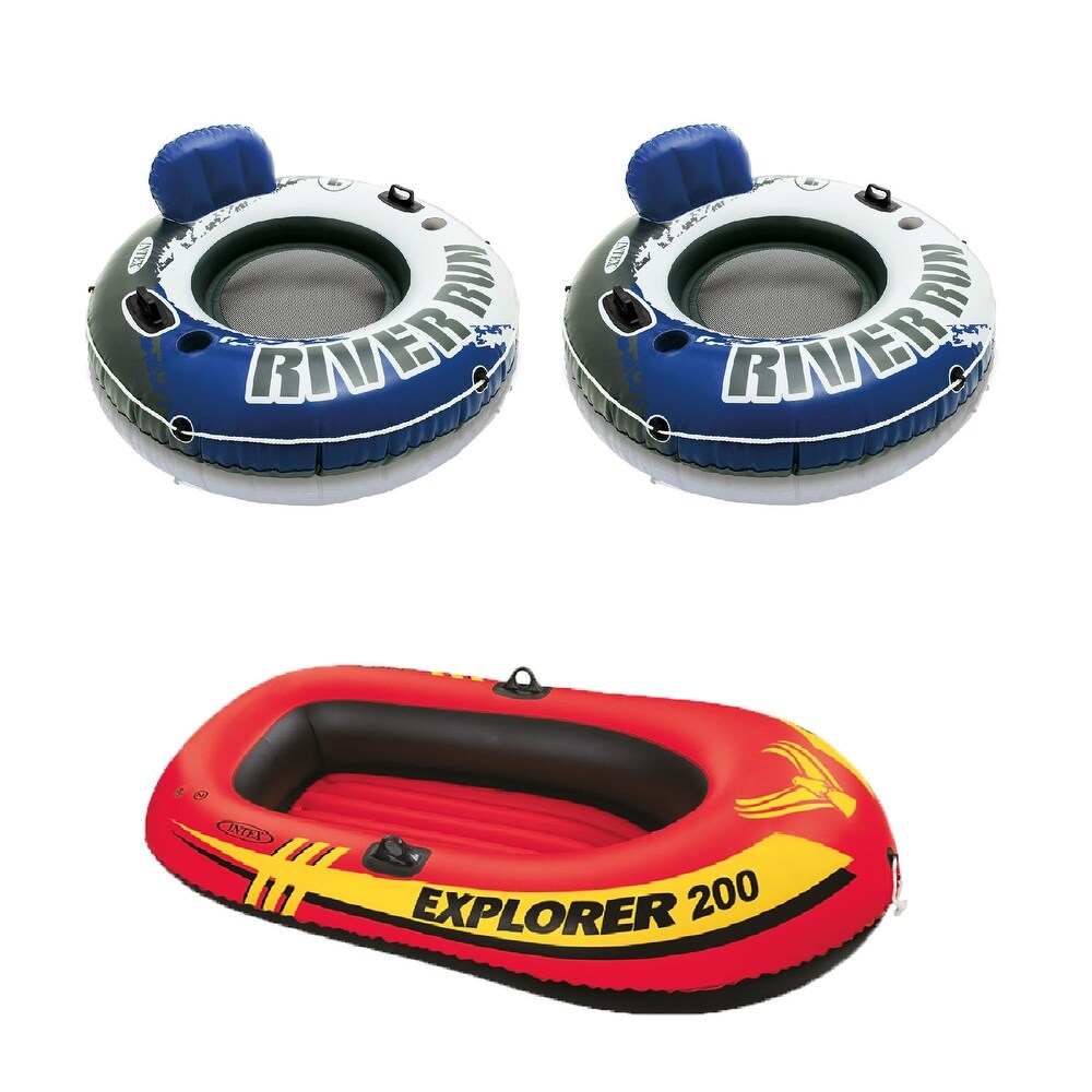 2-PACK Intex King Kool Lounge Swimming Pool Lounger w/ Headrest Floats~BLUE 