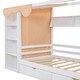 preview thumbnail 16 of 18, White Twin Size Solid Wood House Bed with Two Drawers, Roof and Wardrobe for Kids, Boys and Girls, Bedroom
