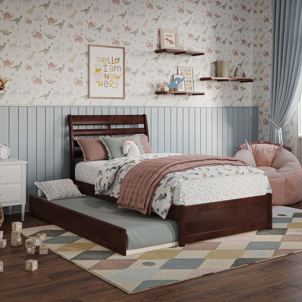 Emelie Platform Bed with Panel Footboard and Twin Trundle